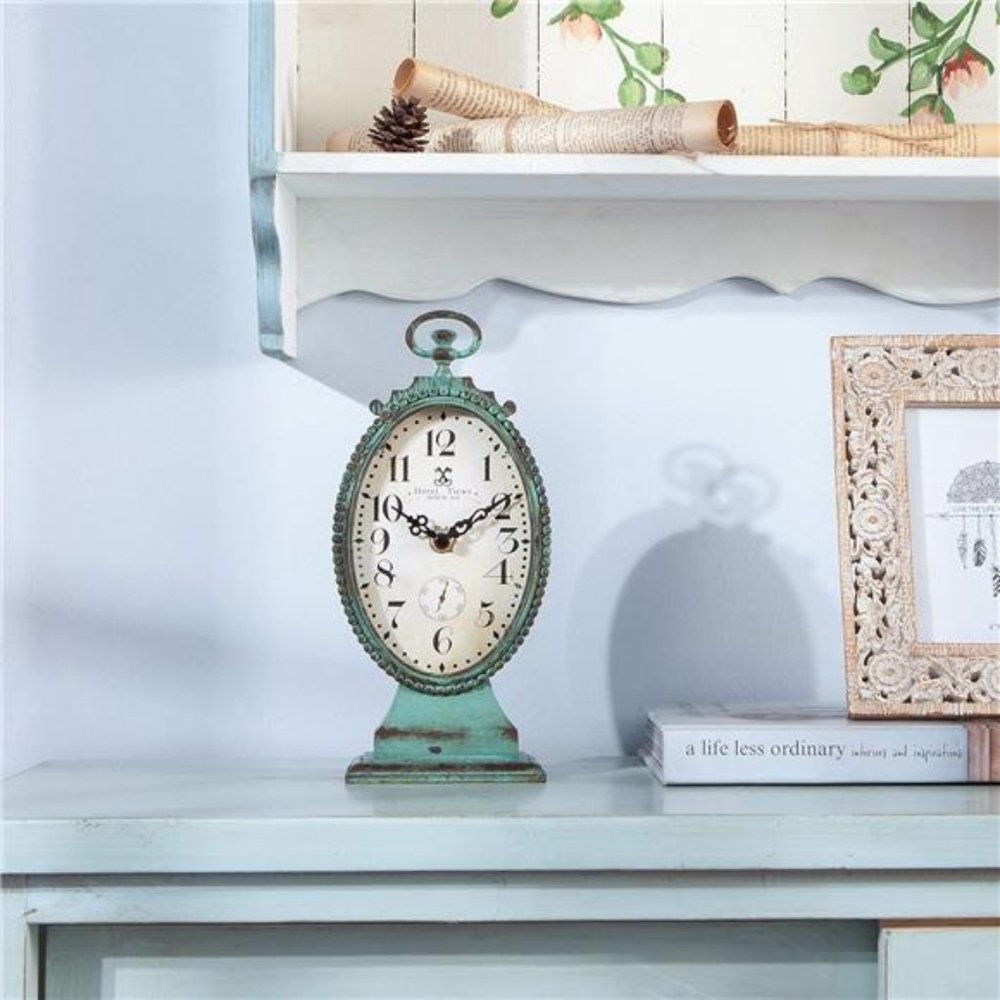 Vintage Table Clock - Battery Operated Rustic Distressed Style - Shabby Chic - Picture 2 of 5